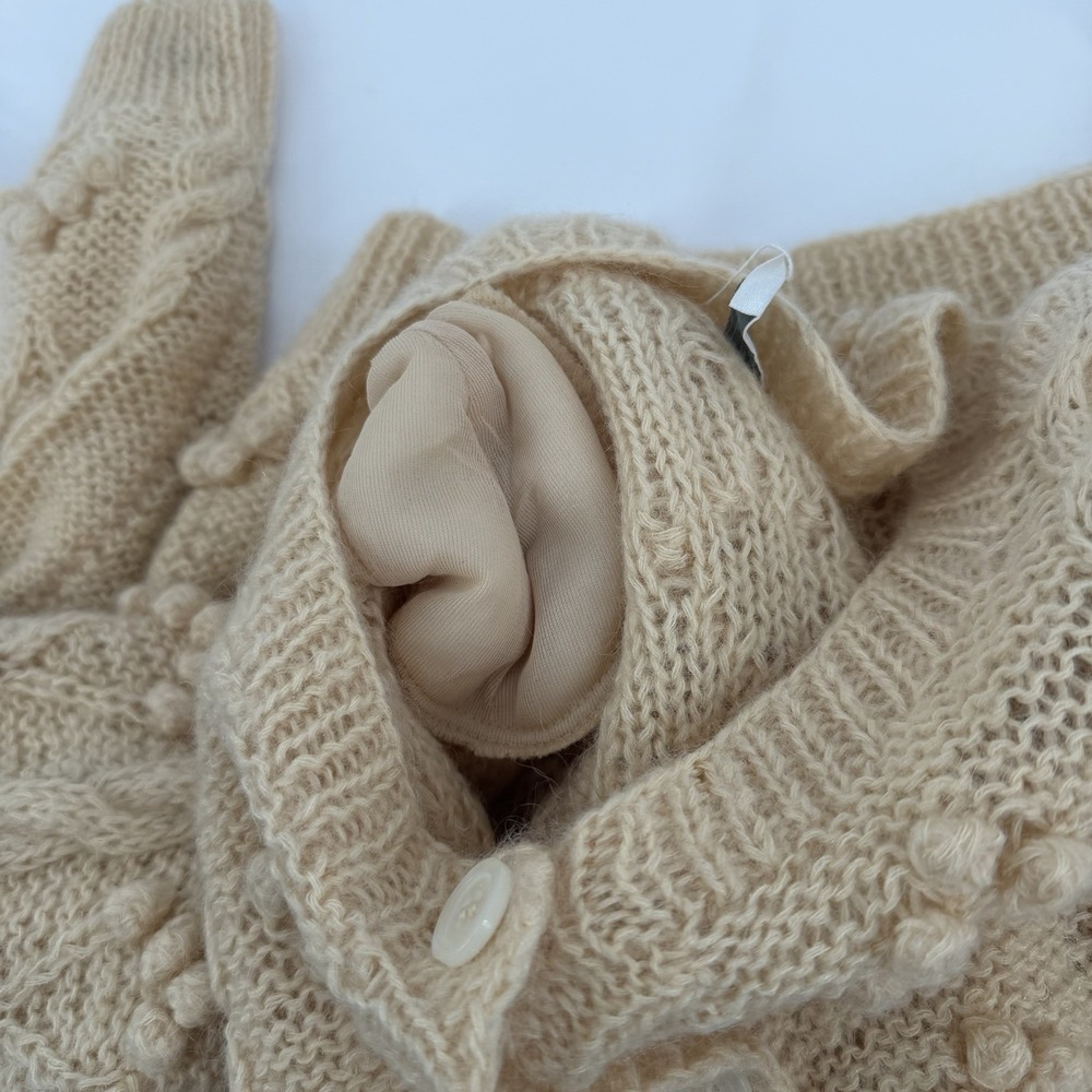 VTG Liz Claiborne Sz M 80s Collection Cardigan Mohair Handknit Sweater Bobbles - Picture 7 of 7